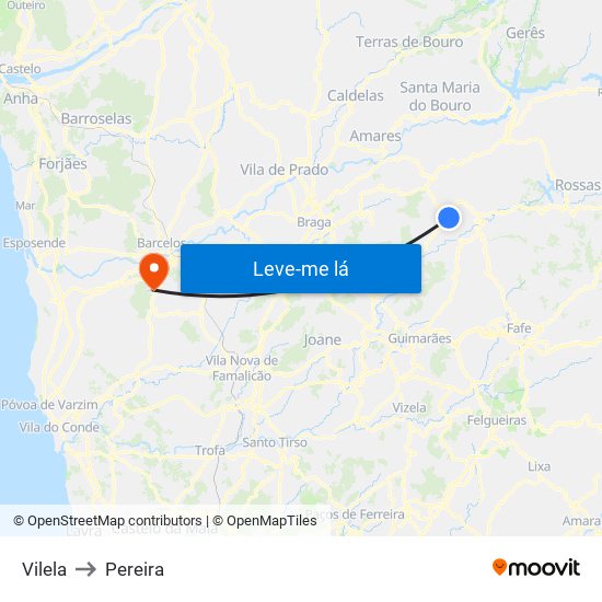 Vilela to Pereira map