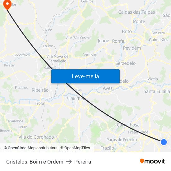 Cristelos, Boim e Ordem to Pereira map