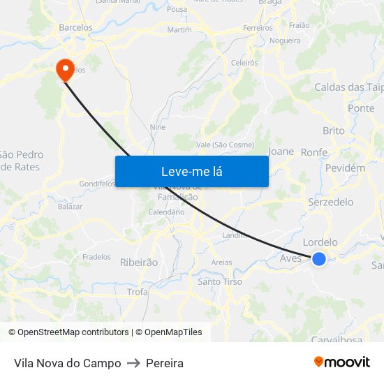 Vila Nova do Campo to Pereira map
