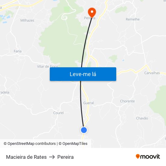 Macieira de Rates to Pereira map