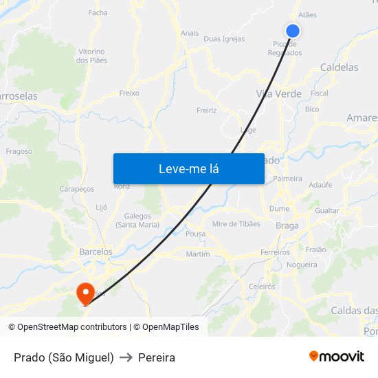 Prado (São Miguel) to Pereira map