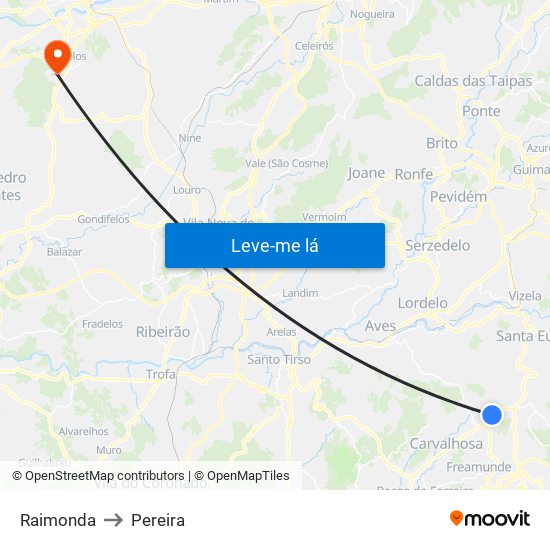 Raimonda to Pereira map