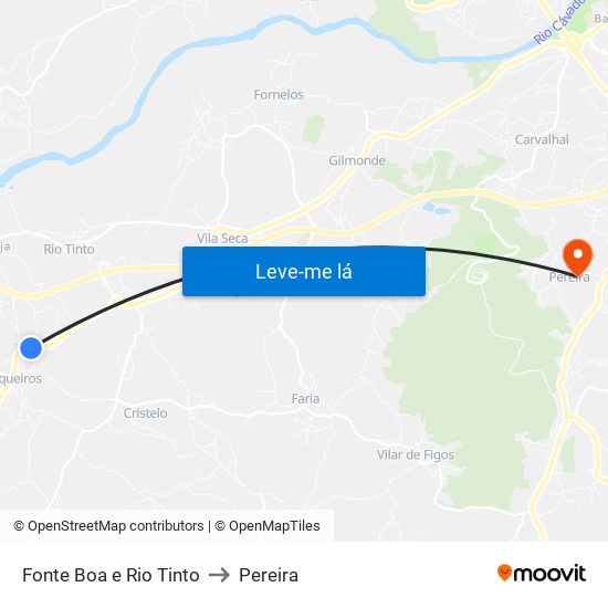 Fonte Boa e Rio Tinto to Pereira map