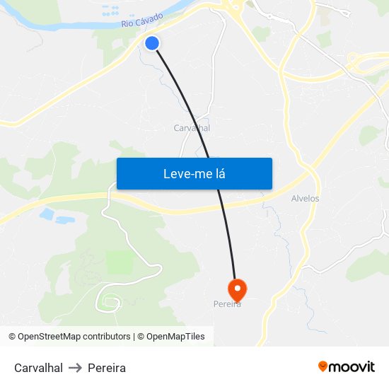 Carvalhal to Pereira map