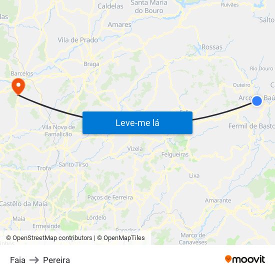 Faia to Pereira map