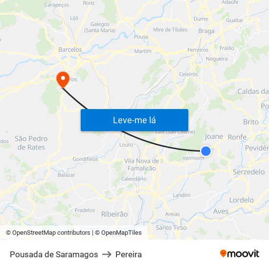 Pousada de Saramagos to Pereira map