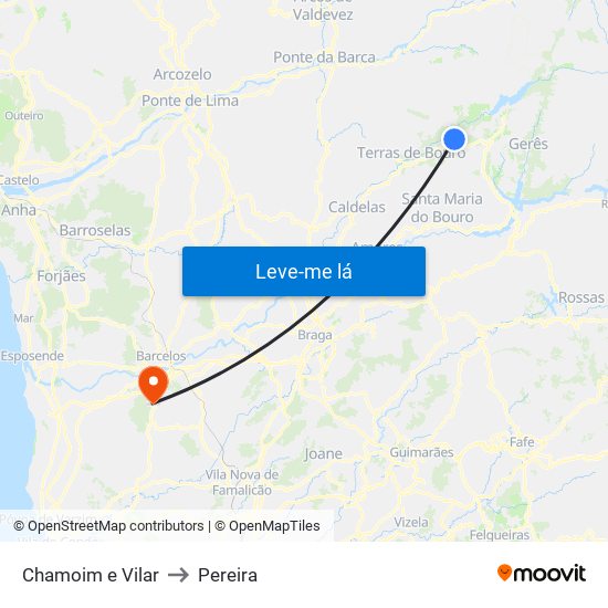 Chamoim e Vilar to Pereira map