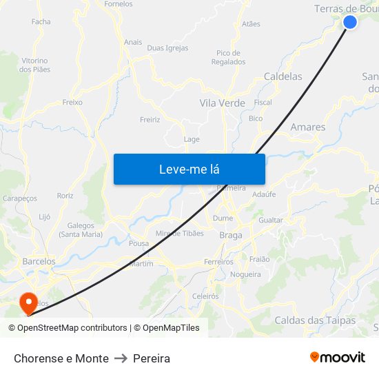 Chorense e Monte to Pereira map