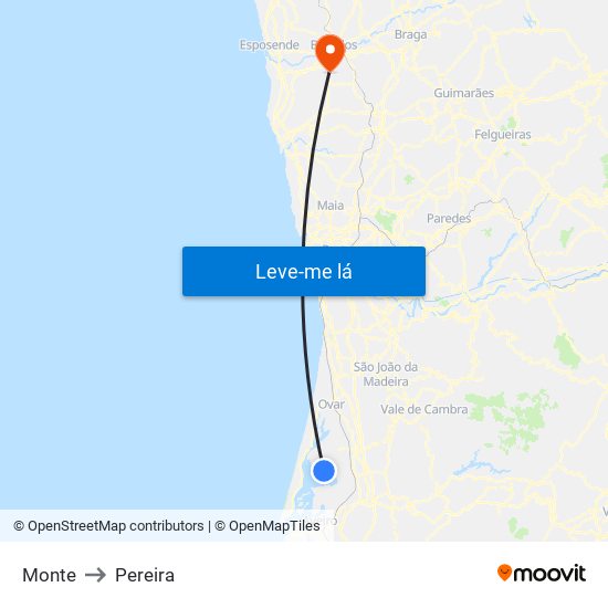 Monte to Pereira map