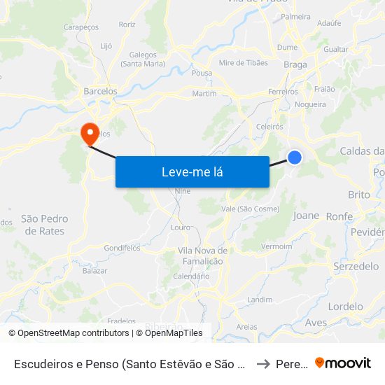 Escudeiros e Penso (Santo Estêvão e São Vicente) to Pereira map