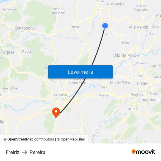 Freiriz to Pereira map