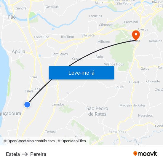 Estela to Pereira map