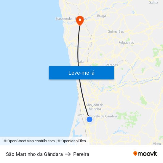 São Martinho da Gândara to Pereira map