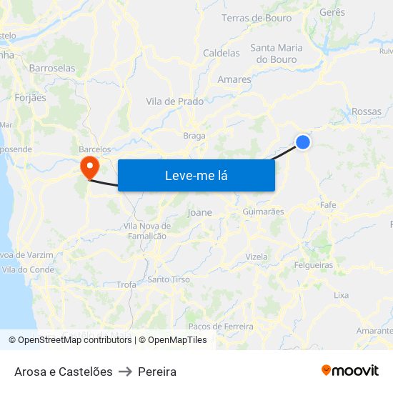 Arosa e Castelões to Pereira map