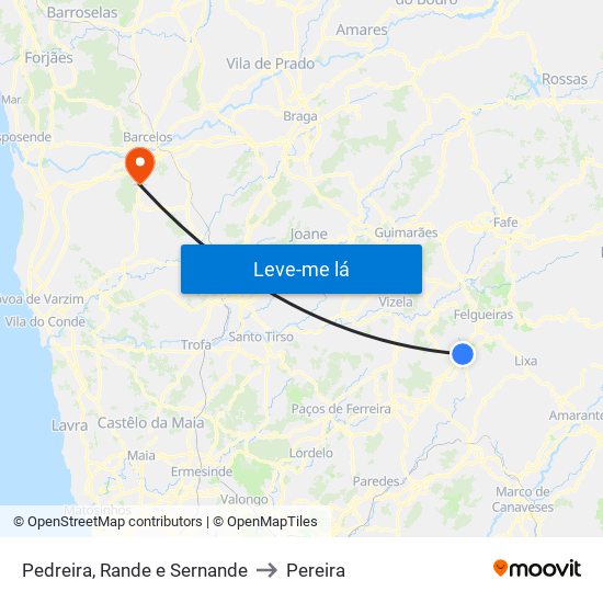 Pedreira, Rande e Sernande to Pereira map