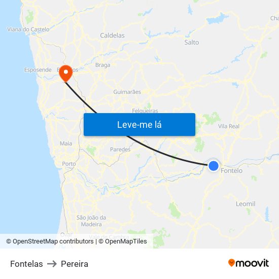 Fontelas to Pereira map