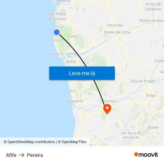 Afife to Pereira map