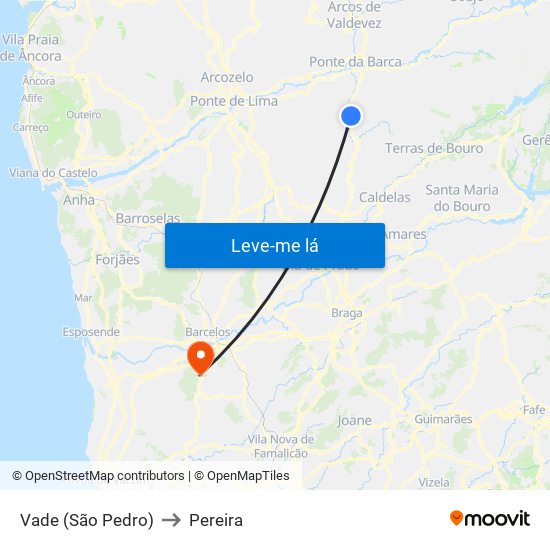 Vade (São Pedro) to Pereira map