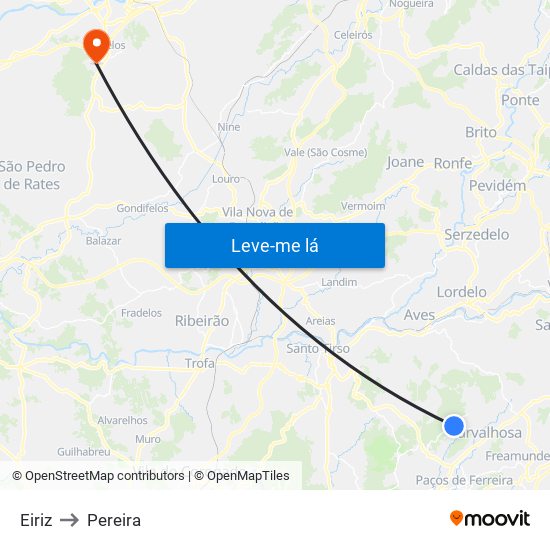 Eiriz to Pereira map