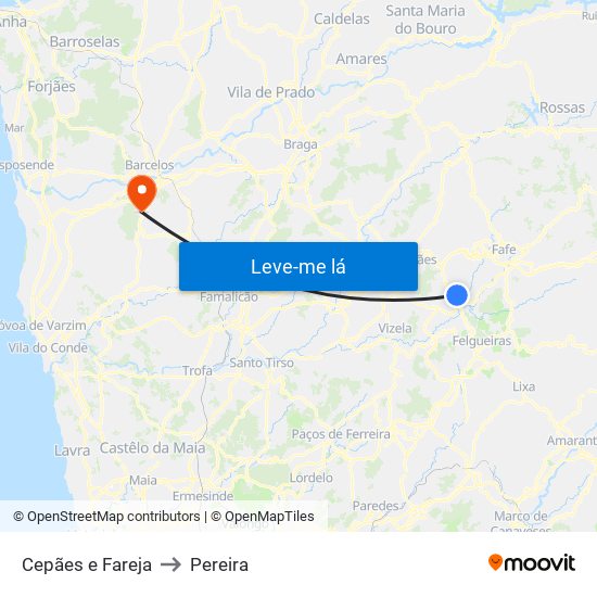 Cepães e Fareja to Pereira map