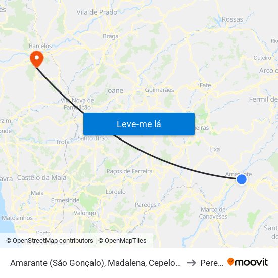 Amarante (São Gonçalo), Madalena, Cepelos e Gatão to Pereira map