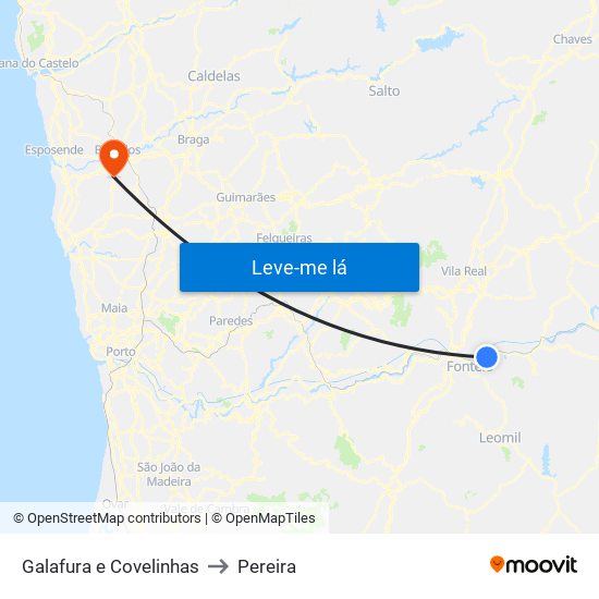 Galafura e Covelinhas to Pereira map