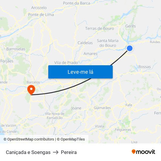 Caniçada e Soengas to Pereira map