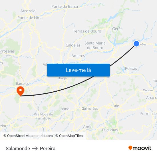 Salamonde to Pereira map