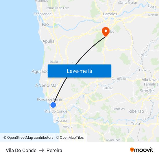 Vila Do Conde to Pereira map