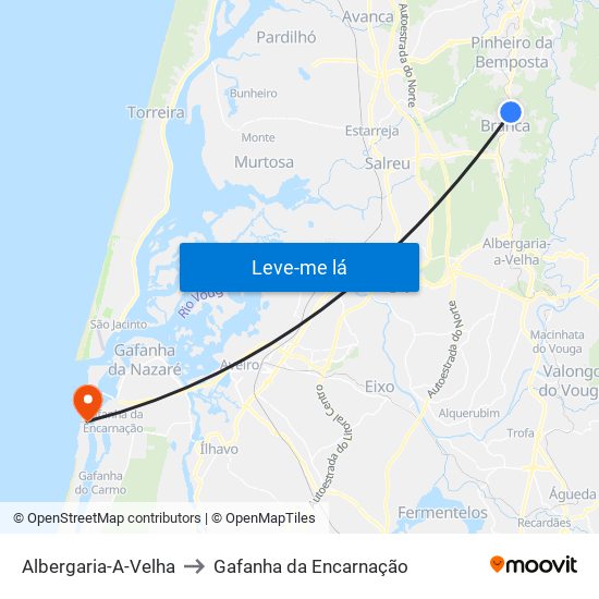 Albergaria-A-Velha to Gafanha da Encarnação map