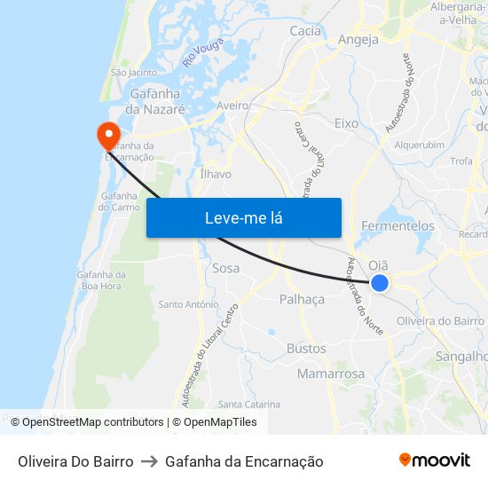 Oliveira Do Bairro to Gafanha da Encarnação map