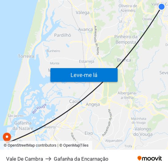 Vale De Cambra to Gafanha da Encarnação map