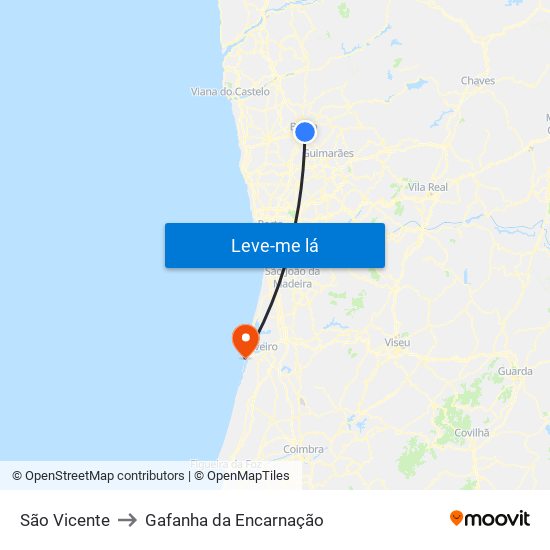 São Vicente to Gafanha da Encarnação map