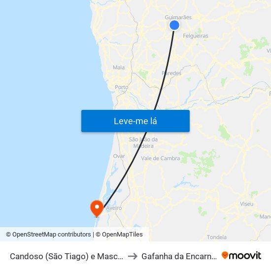 Candoso (São Tiago) e Mascotelos to Gafanha da Encarnação map