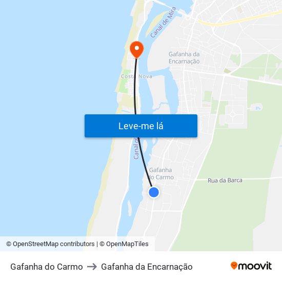 Gafanha do Carmo to Gafanha da Encarnação map