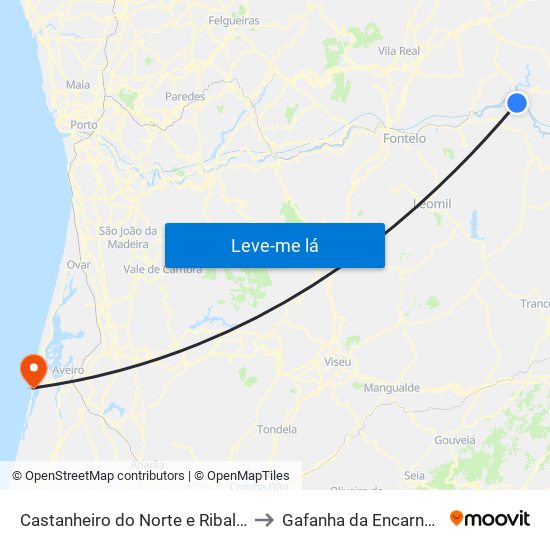 Castanheiro do Norte e Ribalonga to Gafanha da Encarnação map
