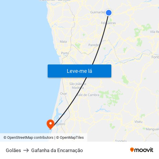 Golães to Gafanha da Encarnação map