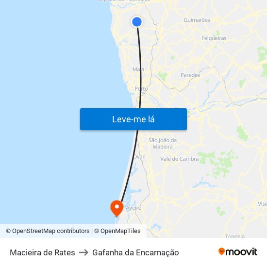 Macieira de Rates to Gafanha da Encarnação map