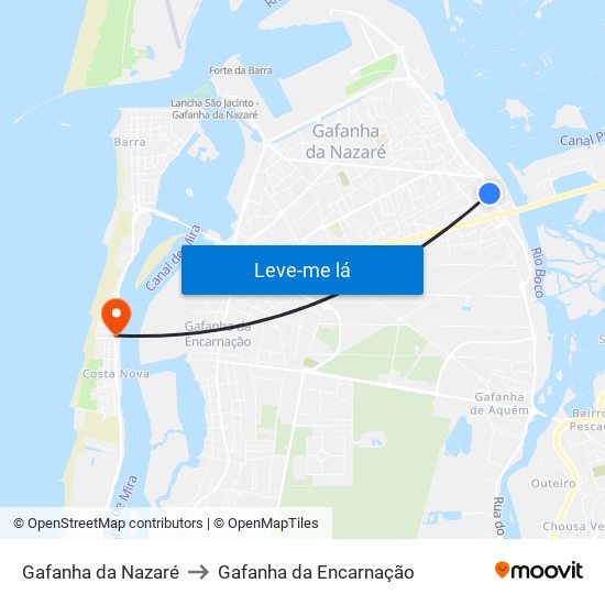 Gafanha da Nazaré to Gafanha da Encarnação map