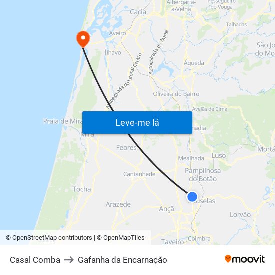 Casal Comba to Gafanha da Encarnação map