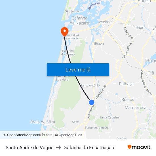 Santo André de Vagos to Gafanha da Encarnação map