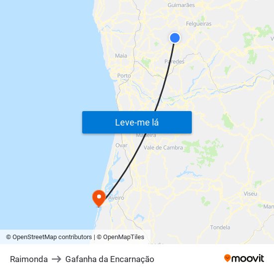 Raimonda to Gafanha da Encarnação map