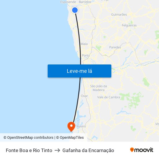 Fonte Boa e Rio Tinto to Gafanha da Encarnação map