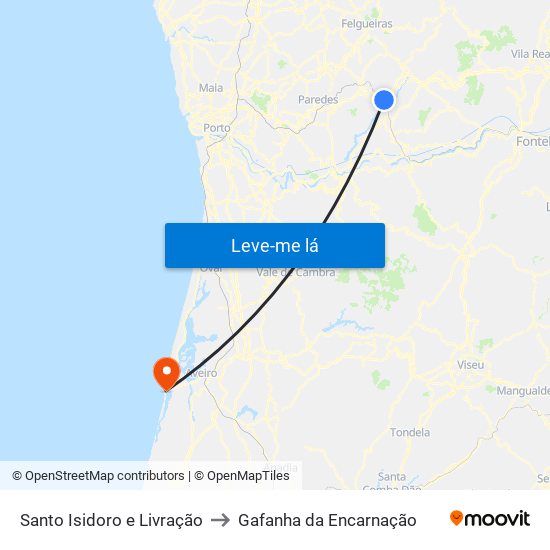 Santo Isidoro e Livração to Gafanha da Encarnação map