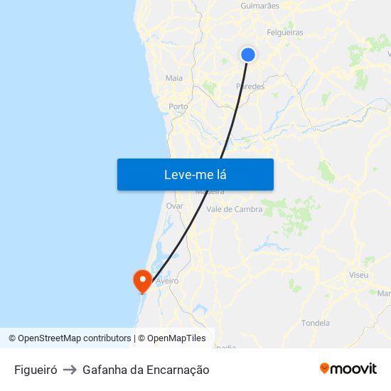 Figueiró to Gafanha da Encarnação map