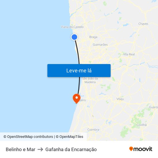 Belinho e Mar to Gafanha da Encarnação map