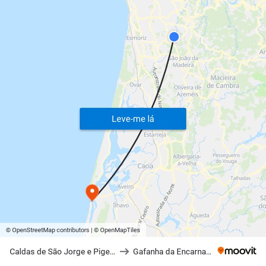 Caldas de São Jorge e Pigeiros to Gafanha da Encarnação map