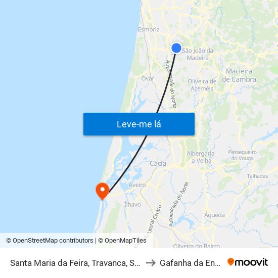 Santa Maria da Feira, Travanca, Sanfins e Espargo to Gafanha da Encarnação map