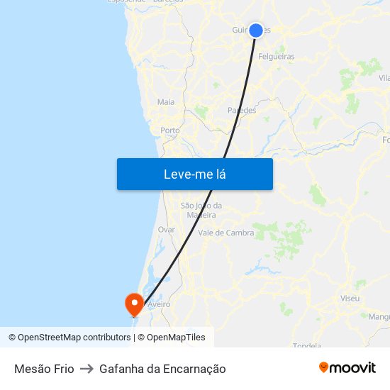 Mesão Frio to Gafanha da Encarnação map