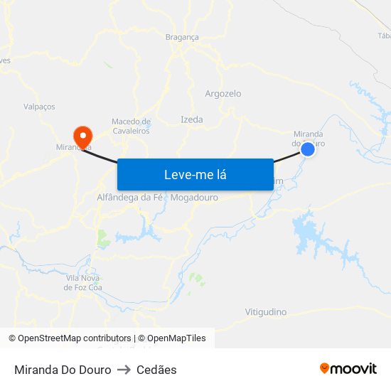 Miranda Do Douro to Cedães map